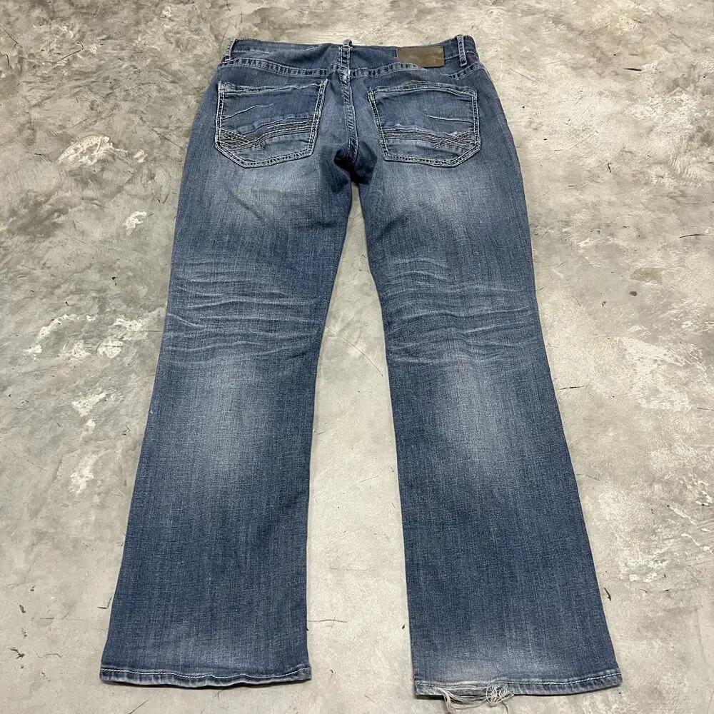 Buckle blue jeans